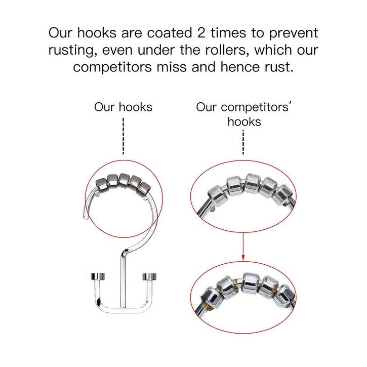 Ganci per tenda da doccia a doppio rullo Utopia Alley Deco Flat, cromati - Cromo lucido