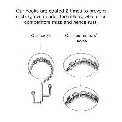 Ganci per doccia Utopia Alley - Anelli doppi per tenda da doccia per bagno - Ganci per tenda da doccia resistenti alla ruggine - Set da 12, cromati