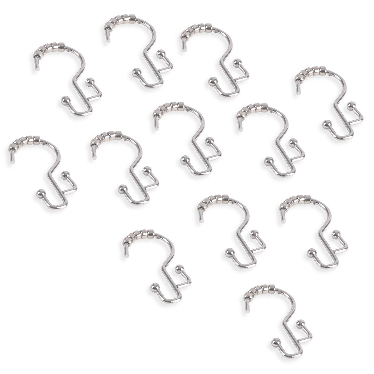 Ganci per doccia Utopia Alley - Anelli doppi per tenda da doccia per bagno - Ganci per tenda da doccia resistenti alla ruggine - Set da 12, cromati