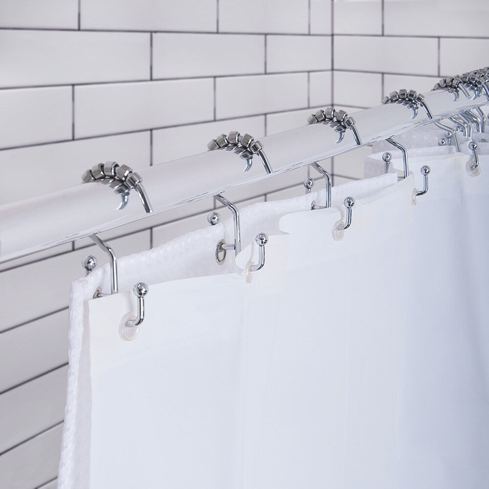 Ganci per doccia Utopia Alley - Anelli doppi per tenda da doccia per bagno - Ganci per tenda da doccia resistenti alla ruggine - Set da 12, cromati