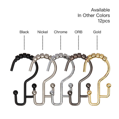Ganci per doccia Utopia Alley - Anelli doppi per tenda da doccia per bagno - Ganci per tenda da doccia resistenti alla ruggine - Set da 12, cromati