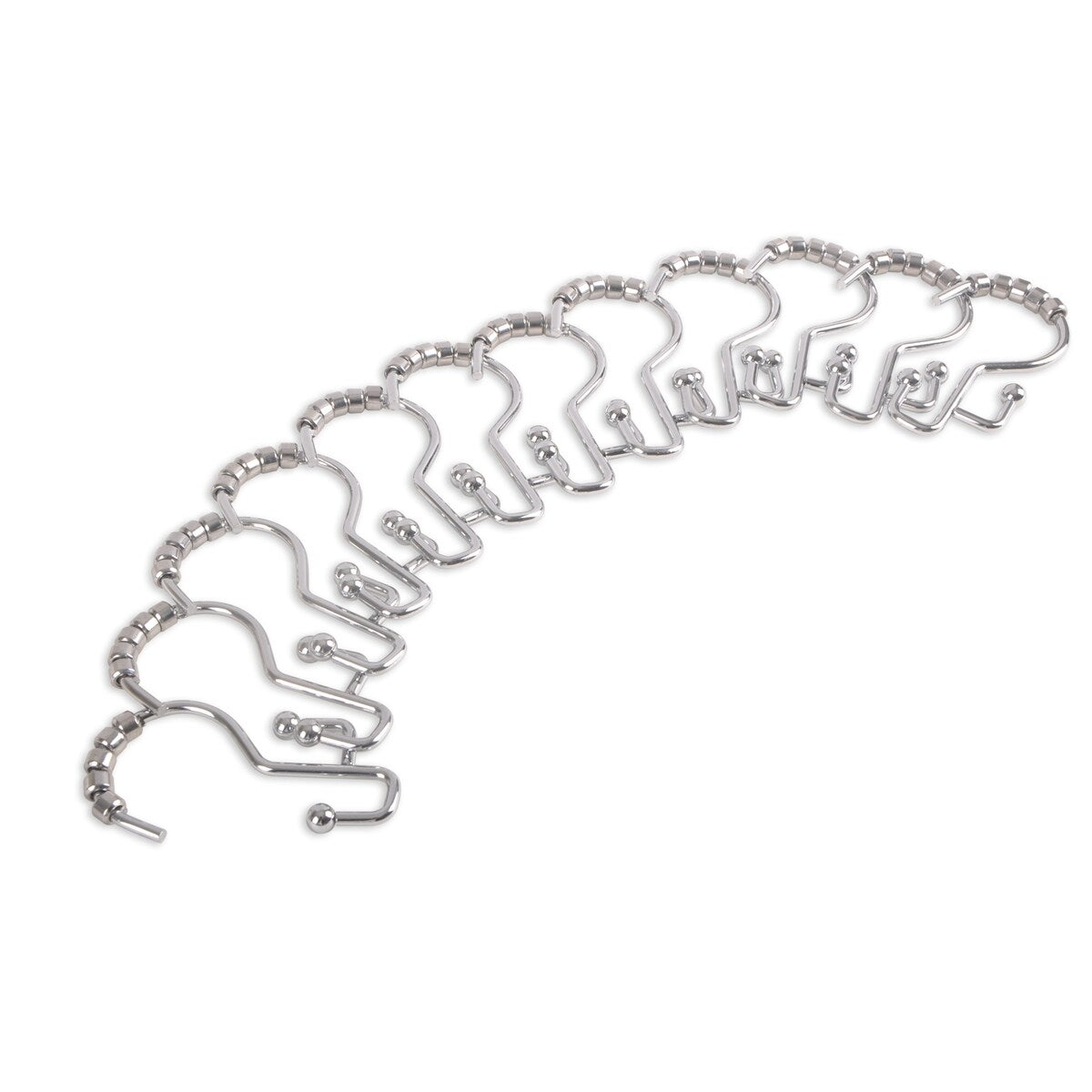 Ganci per doccia Utopia Alley - Anelli doppi per tenda da doccia per bagno - Ganci per tenda da doccia resistenti alla ruggine - Set da 12, cromati