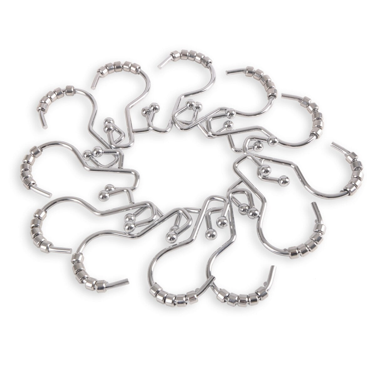 Ganci per doccia Utopia Alley - Anelli doppi per tenda da doccia per bagno - Ganci per tenda da doccia resistenti alla ruggine - Set da 12, cromati