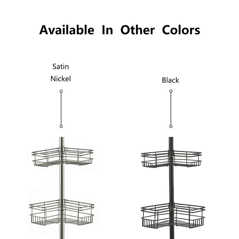 Supporto per asta di tensione per doccia Utopia Alley, resistente alla ruggine, 4 ripiani profondi