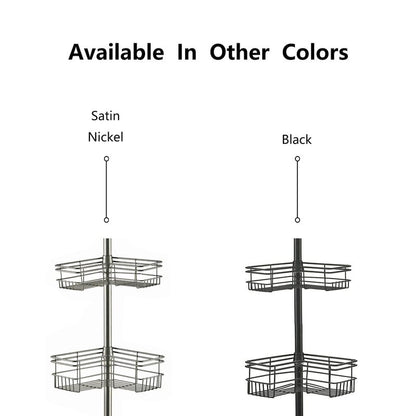 Supporto per asta di tensione per doccia Utopia Alley, resistente alla ruggine, 4 ripiani profondi