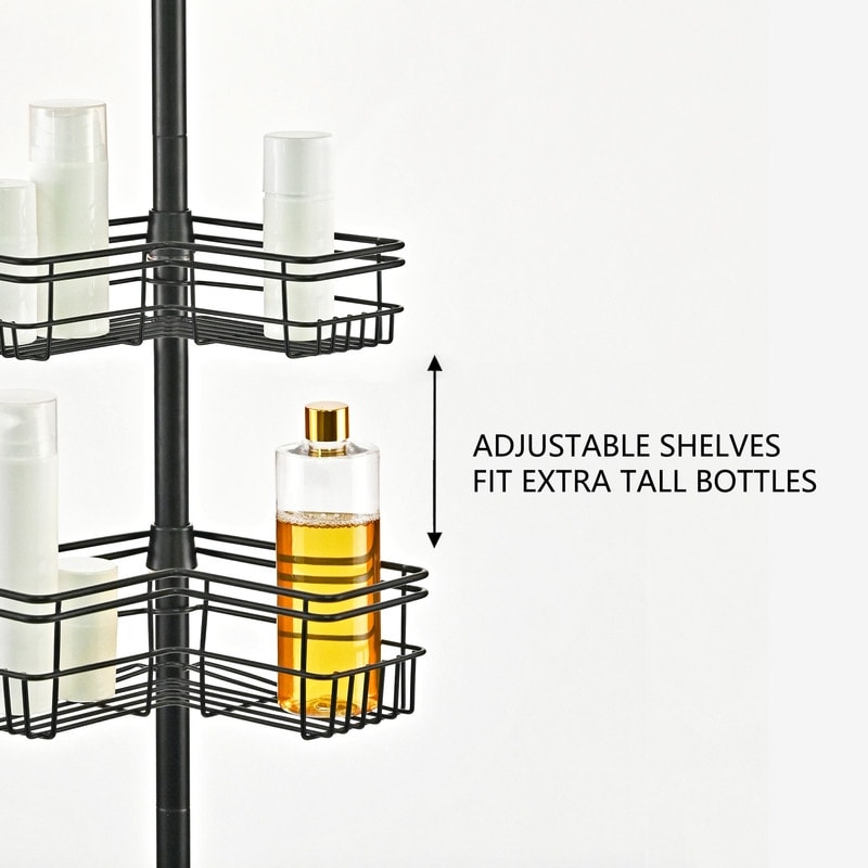 Supporto per asta di tensione per doccia Utopia Alley, resistente alla ruggine, 4 ripiani profondi