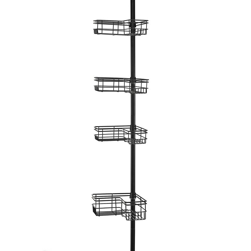 Supporto per asta di tensione per doccia Utopia Alley, resistente alla ruggine, 4 ripiani profondi