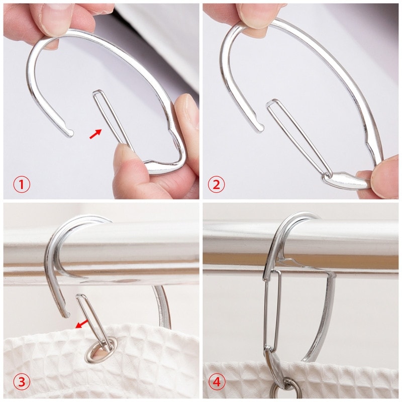 Anelli per tenda da doccia in zinco antiruggine Utopia Alley per bagno, set da 12