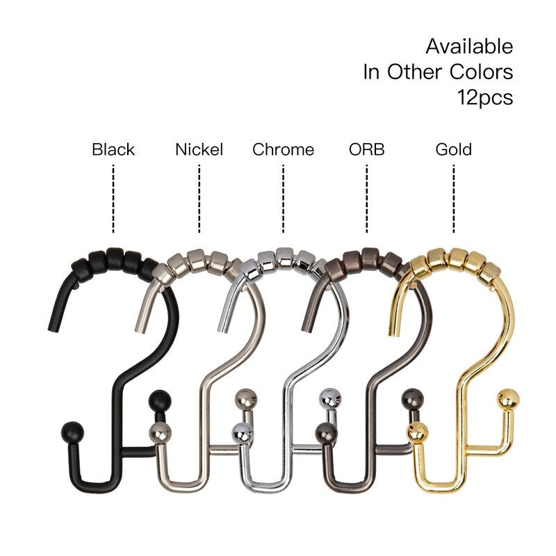 Ganci per doccia Utopia Alley - Anelli doppi per tenda da doccia per bagno - Ganci per tenda da doccia resistenti alla ruggine - Set da 12, oro
