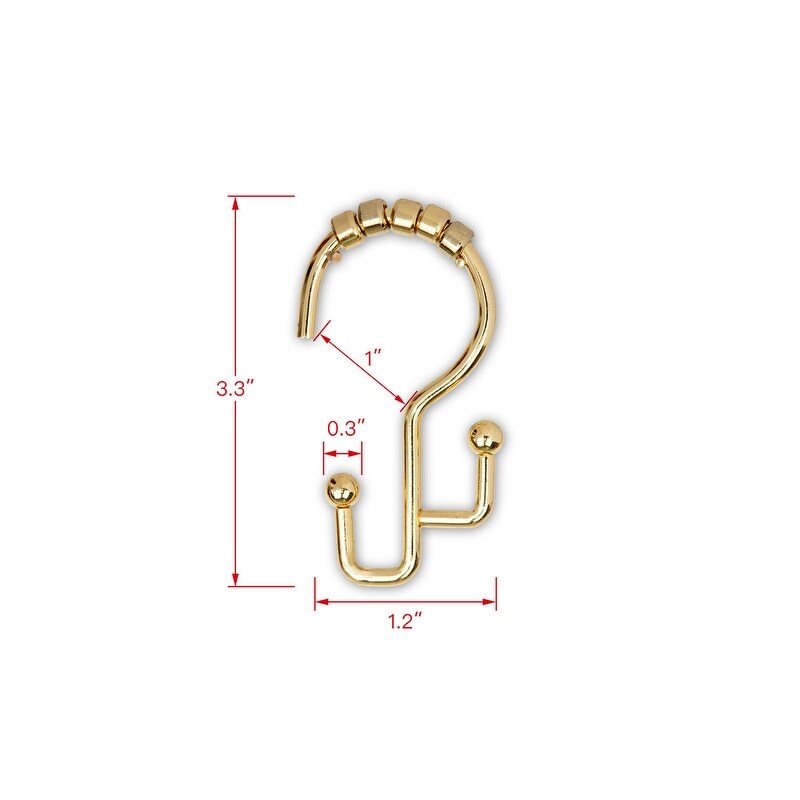 Ganci per doccia Utopia Alley - Anelli doppi per tenda da doccia per bagno - Ganci per tenda da doccia resistenti alla ruggine - Set da 12, oro