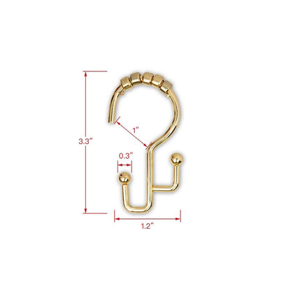 Ganci per doccia Utopia Alley - Anelli doppi per tenda da doccia per bagno - Ganci per tenda da doccia resistenti alla ruggine - Set da 12, oro