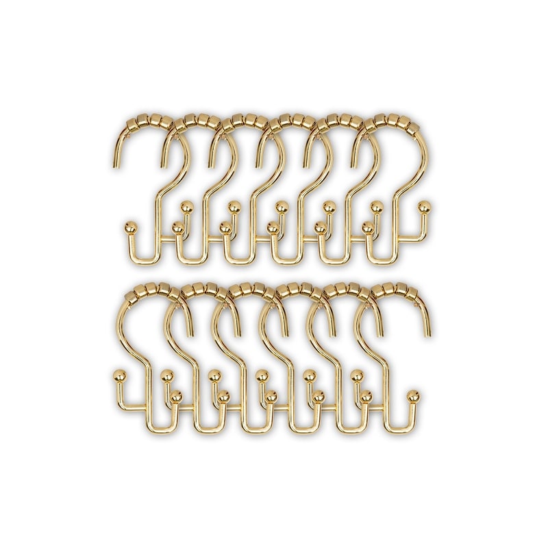 Ganci per doccia Utopia Alley - Anelli doppi per tenda da doccia per bagno - Ganci per tenda da doccia resistenti alla ruggine - Set da 12, oro