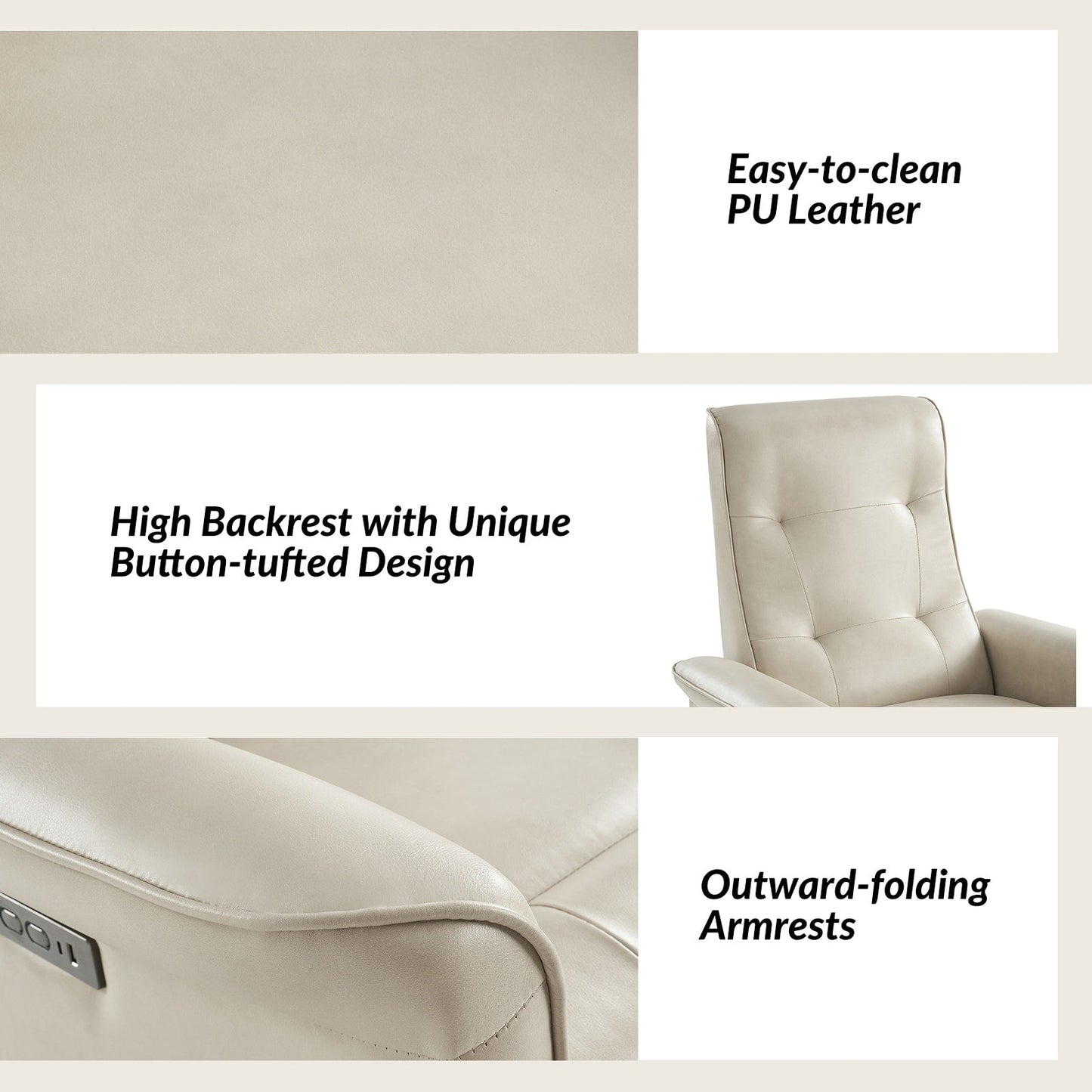 Poltrona reclinabile elettrica girevole Valentin Modern in similpelle con porte USB, set da 2 di HULALA HOME