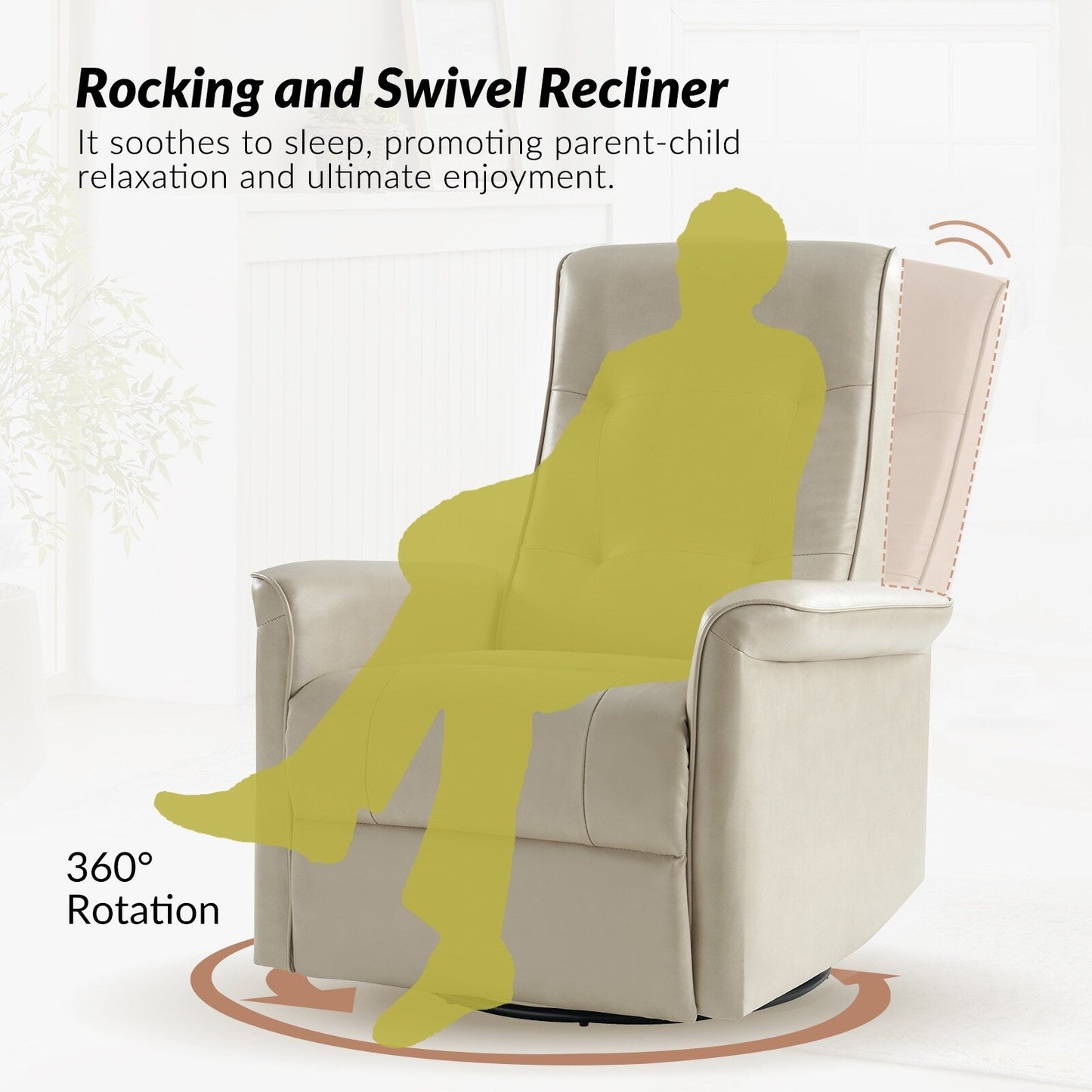 Poltrona reclinabile elettrica girevole Valentin Modern in similpelle con porte USB, set da 2 di HULALA HOME