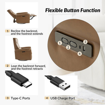 Poltrona reclinabile elettrica girevole Valentin Modern in similpelle con porte USB, set da 2 di HULALA HOME