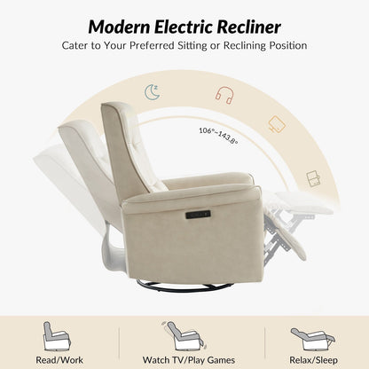 Poltrona reclinabile elettrica girevole Valentin Modern in similpelle con porte USB, set da 2 di HULALA HOME