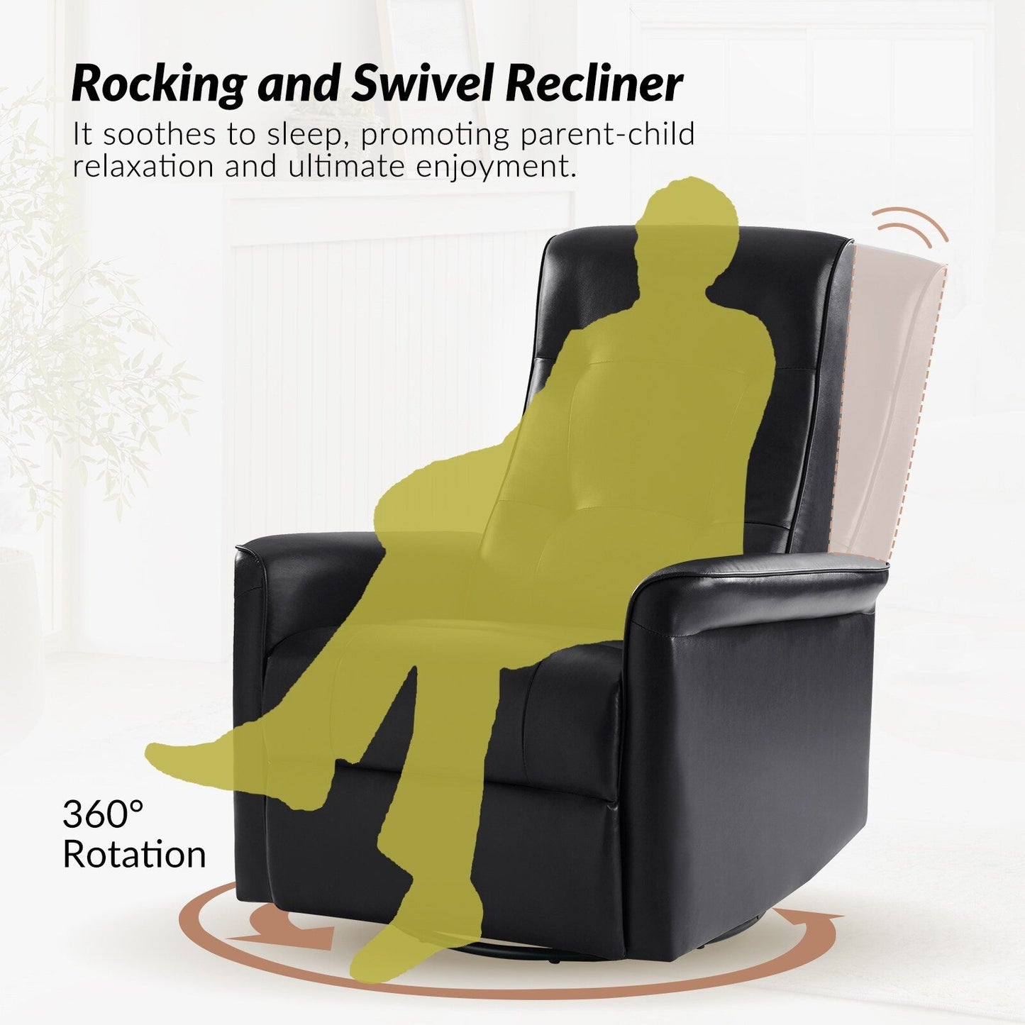 Poltrona reclinabile elettrica girevole Valentin Modern in similpelle con porte USB, set da 2 di HULALA HOME