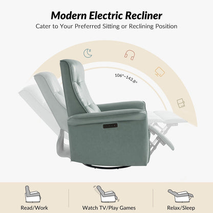 Poltrona reclinabile elettrica girevole Valentin Modern in similpelle con porte USB, set da 2 di HULALA HOME