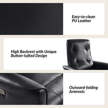 Poltrona reclinabile elettrica girevole Valentin Modern in similpelle con porte USB, set da 2 di HULALA HOME