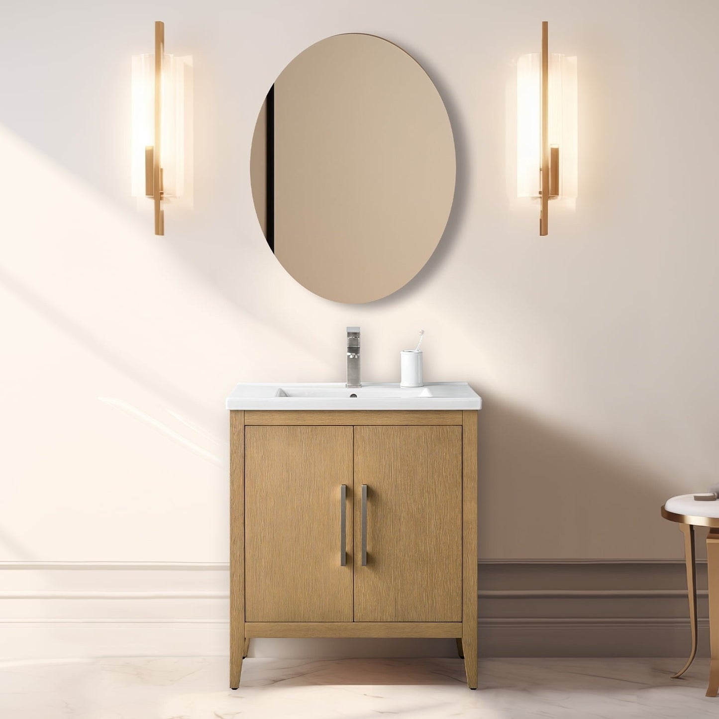 Mobiletto per lavabo da bagno Vanity Art 20 o 24 o 30 con piano in ceramica