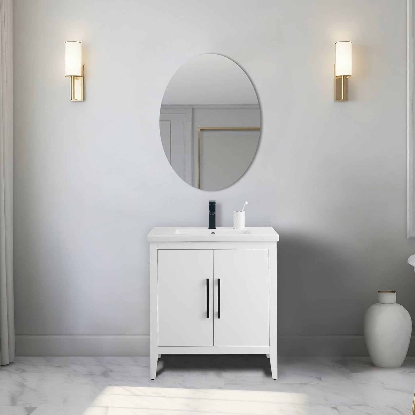 Mobiletto per lavabo da bagno Vanity Art 20 o 24 o 30 con piano in ceramica