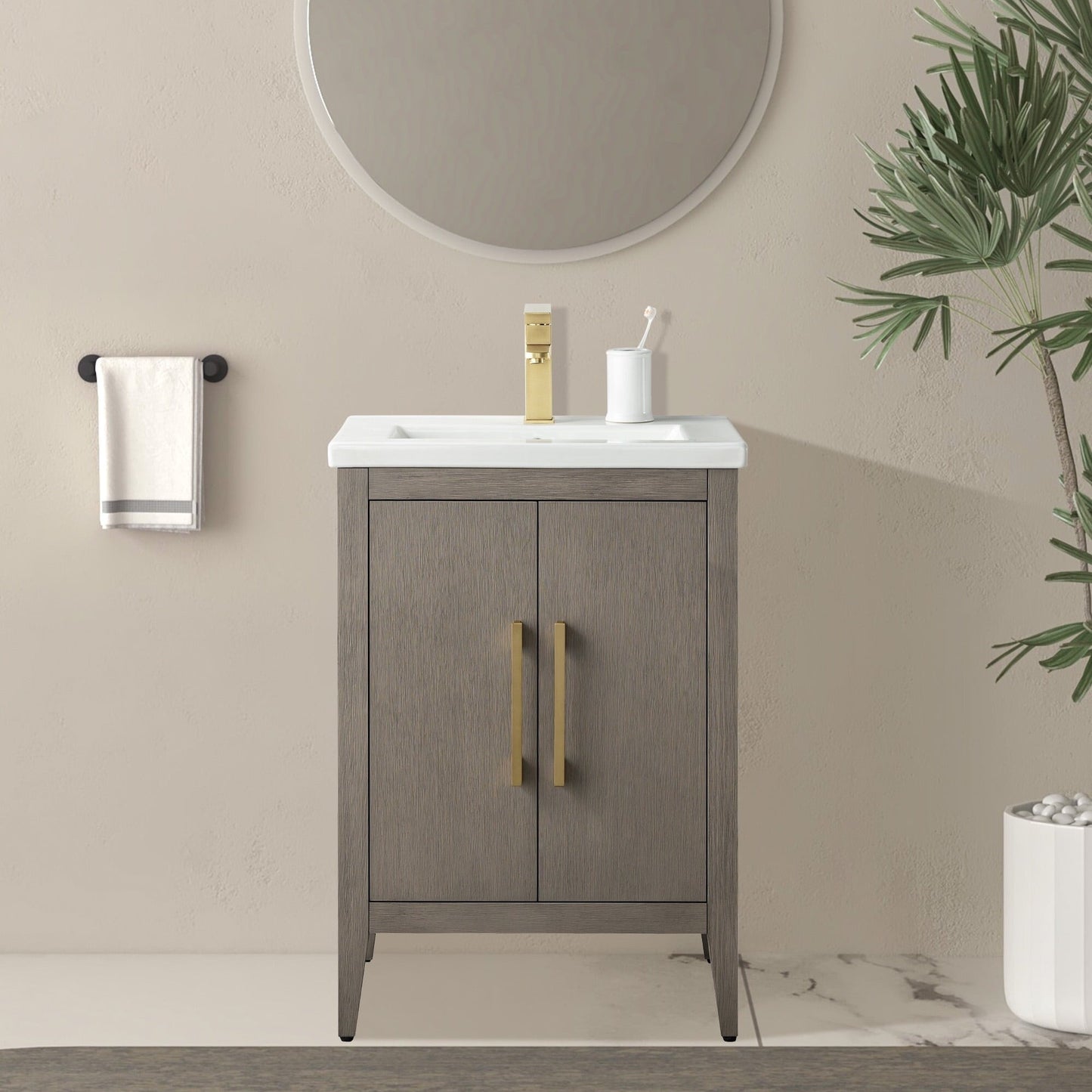 Mobiletto per lavabo da bagno Vanity Art 20 o 24 o 30 con piano in ceramica