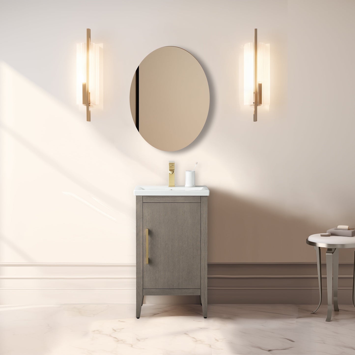 Mobiletto per lavabo da bagno Vanity Art 20 o 24 o 30 con piano in ceramica