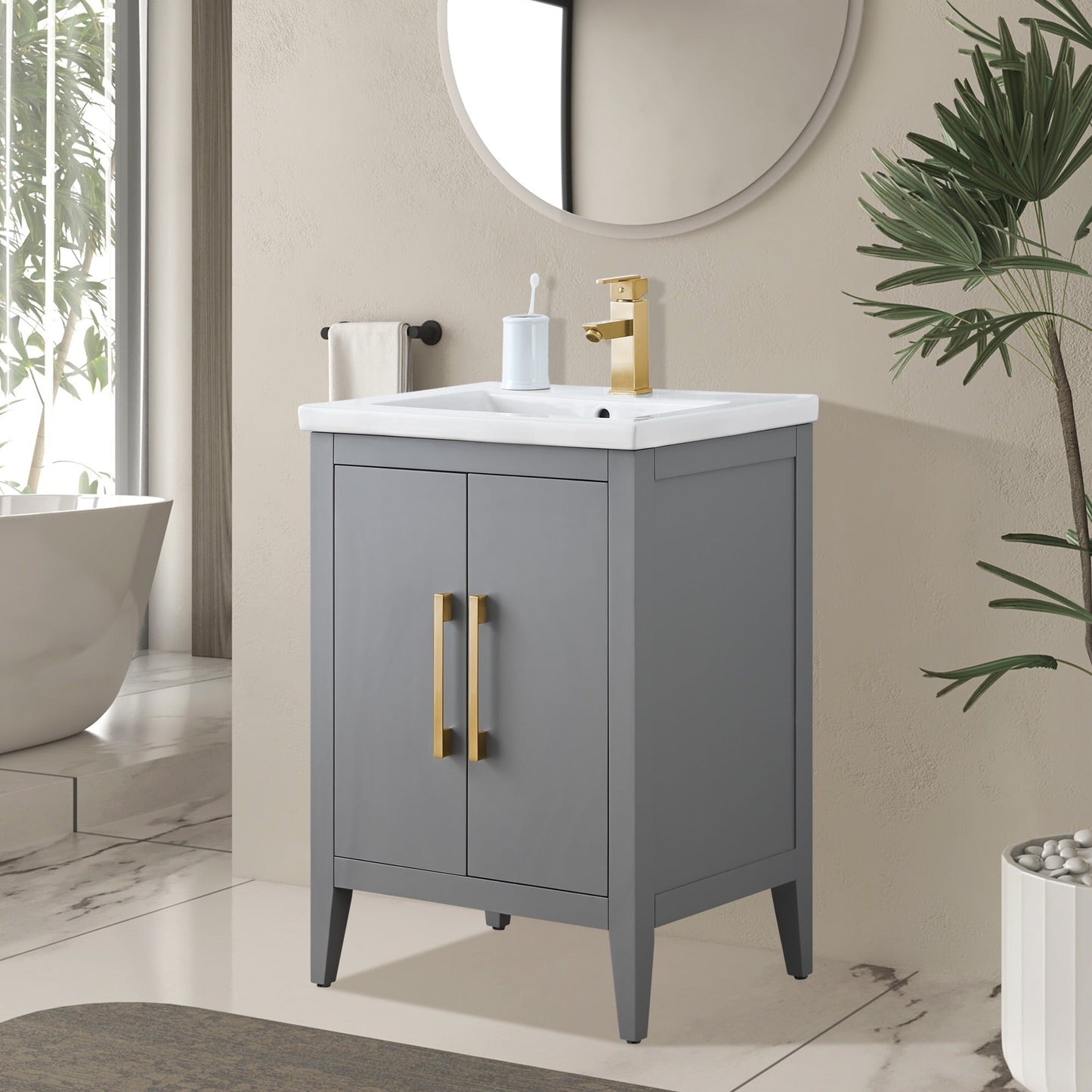 Mobiletto per lavabo da bagno Vanity Art 20 o 24 o 30 con piano in ceramica