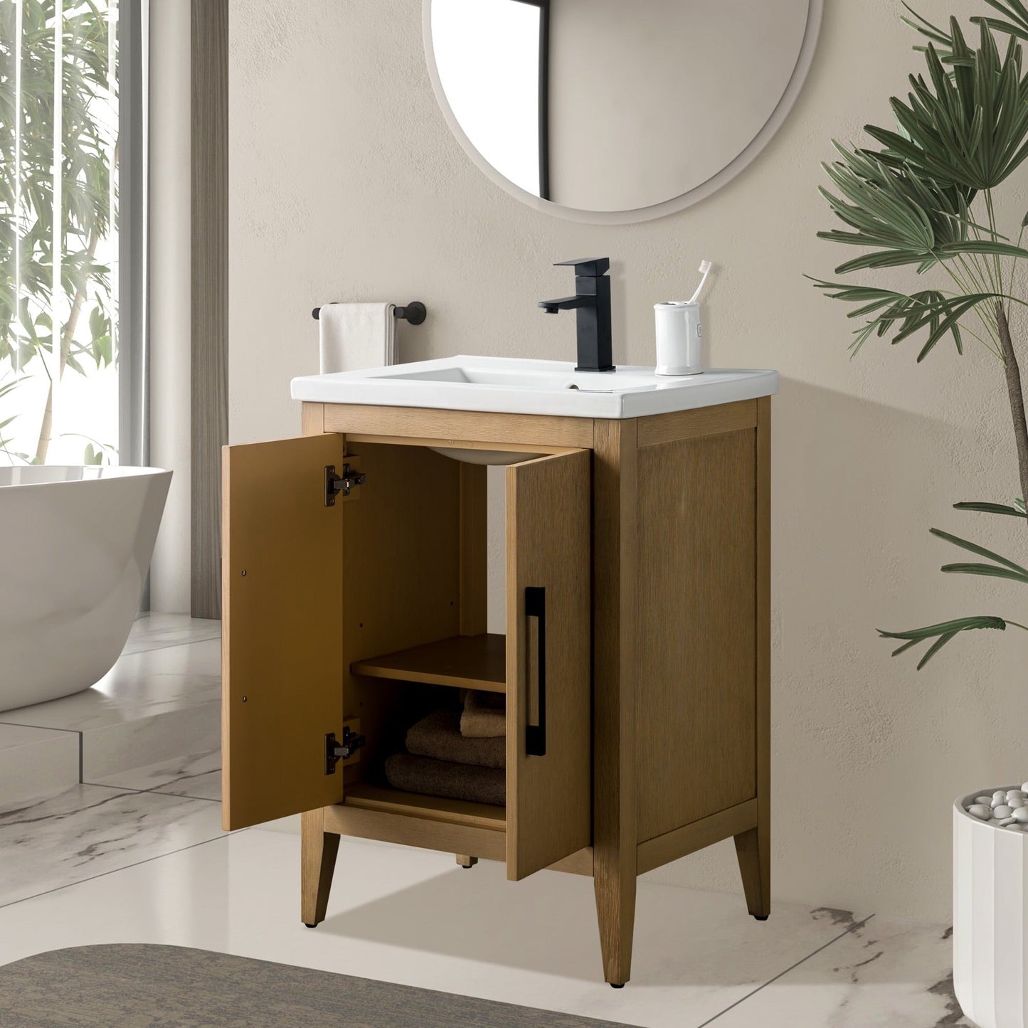 Mobiletto per lavabo da bagno Vanity Art 20 o 24 o 30 con piano in ceramica