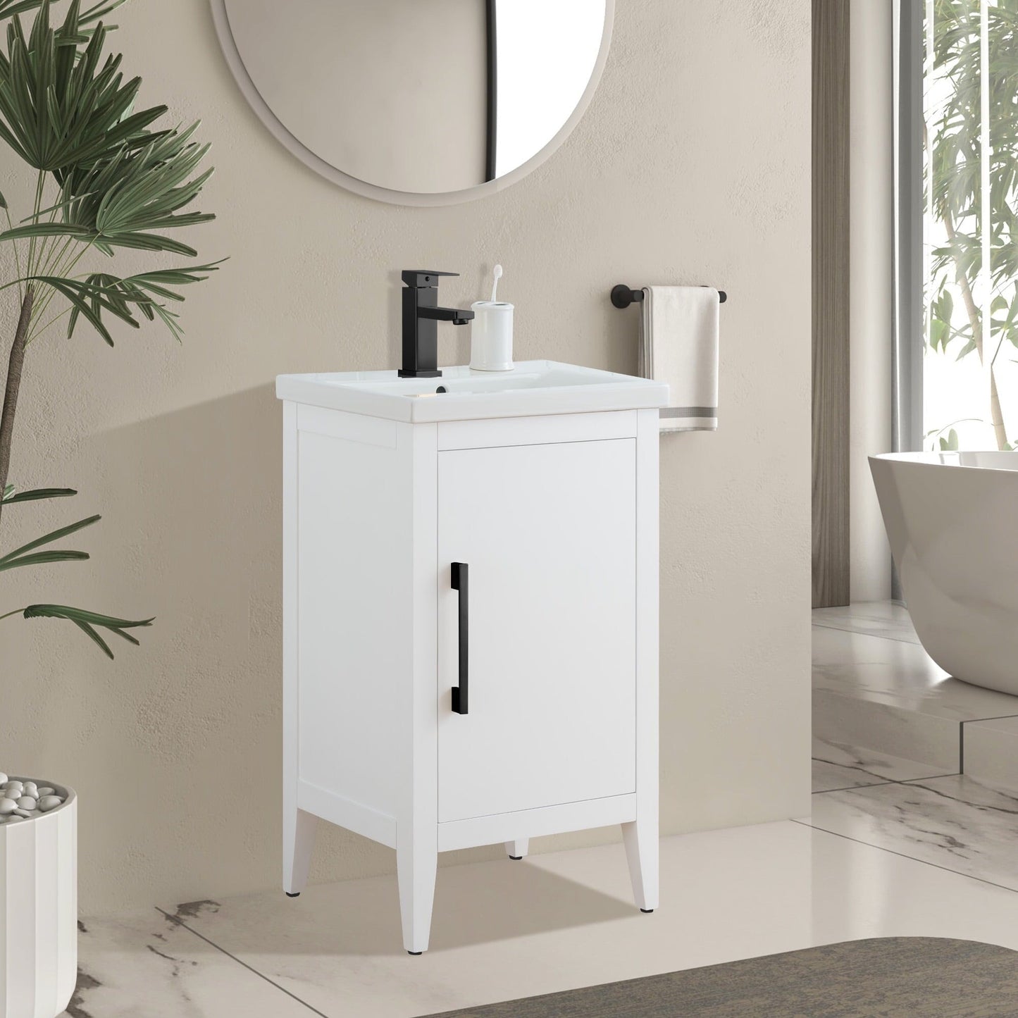Mobiletto per lavabo da bagno Vanity Art 20 o 24 o 30 con piano in ceramica