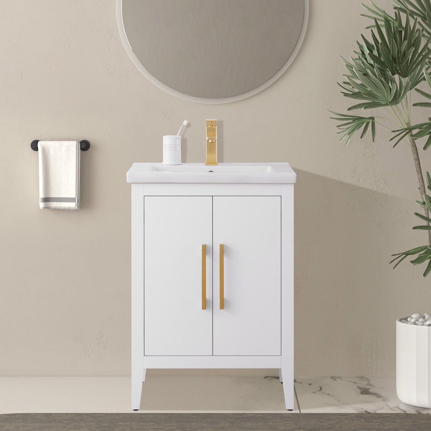 Mobiletto per lavabo da bagno Vanity Art 20 o 24 o 30 con piano in ceramica