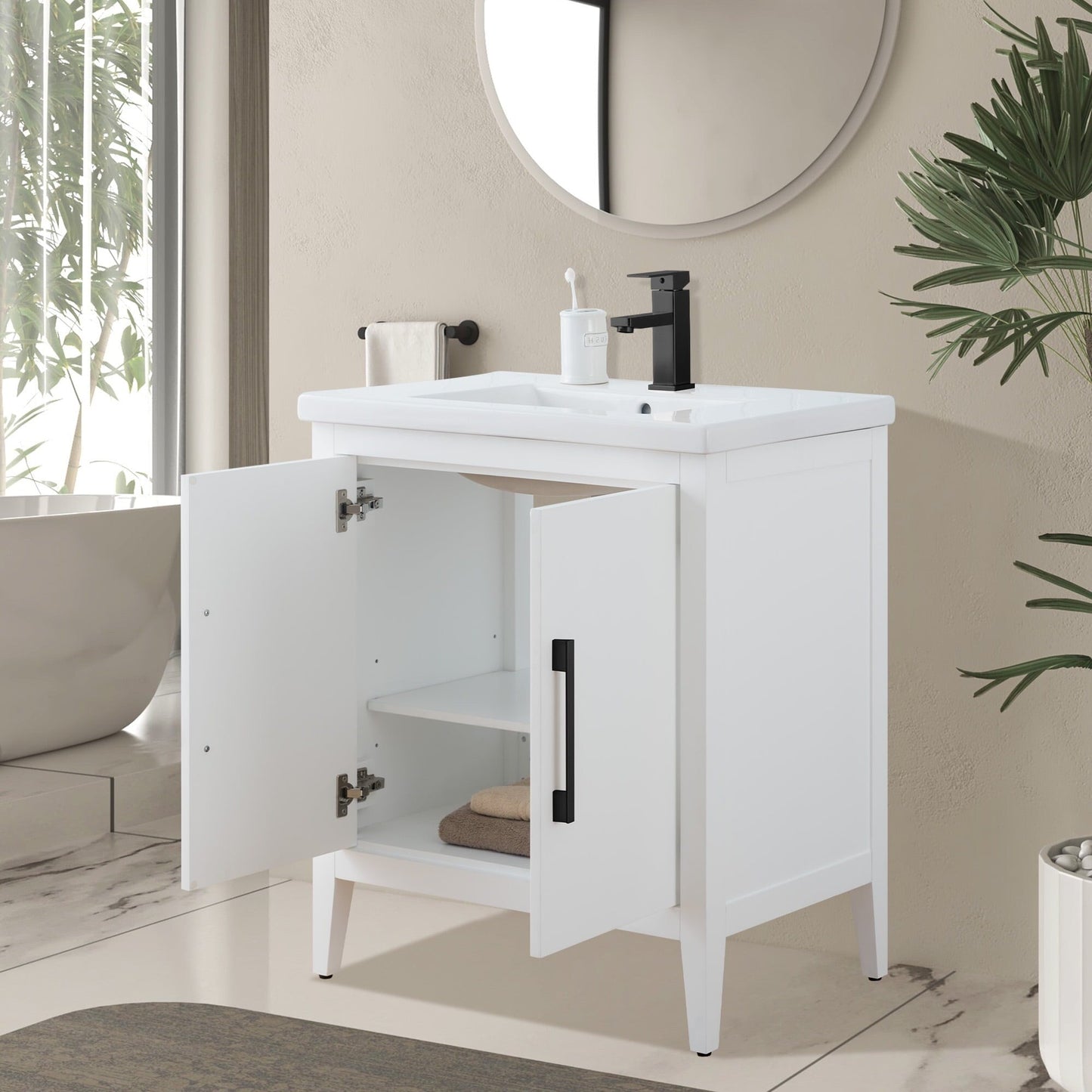 Mobiletto per lavabo da bagno Vanity Art 20 o 24 o 30 con piano in ceramica