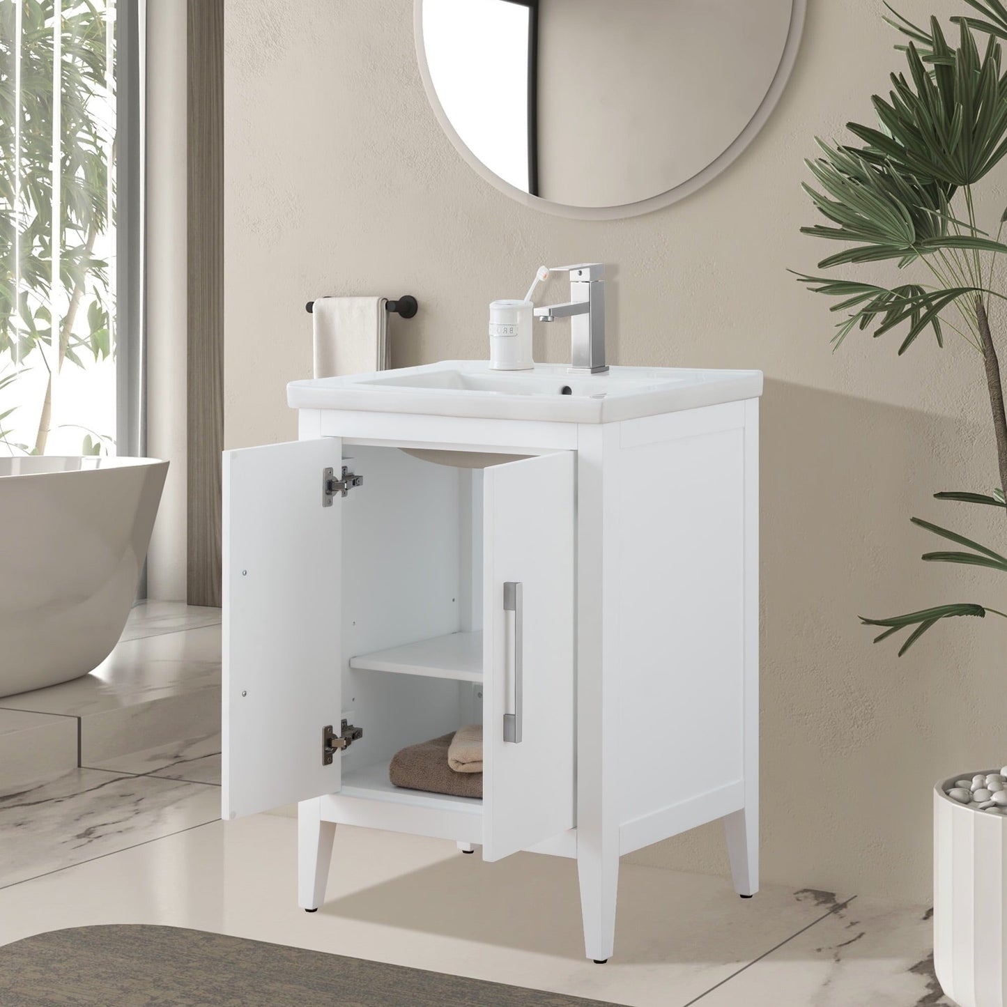 Mobiletto per lavabo da bagno Vanity Art 20 o 24 o 30 con piano in ceramica