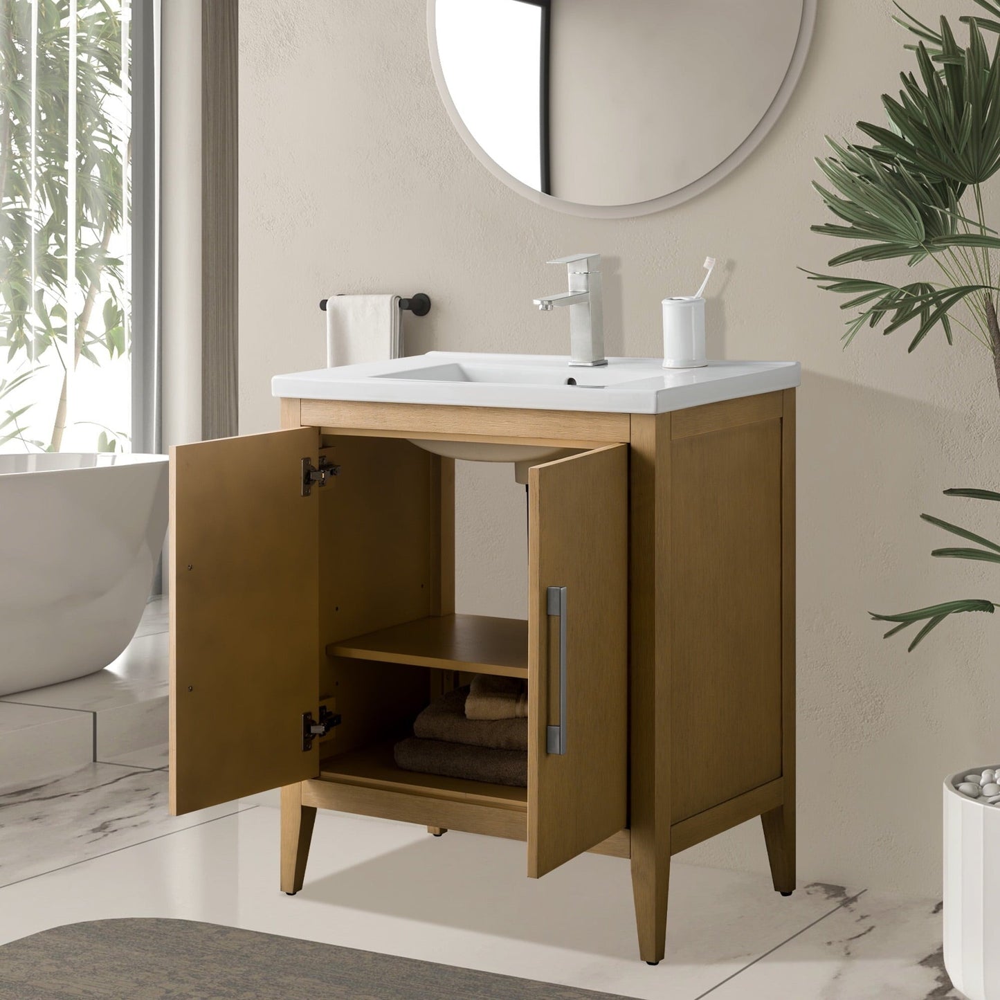 Mobiletto per lavabo da bagno Vanity Art 20 o 24 o 30 con piano in ceramica