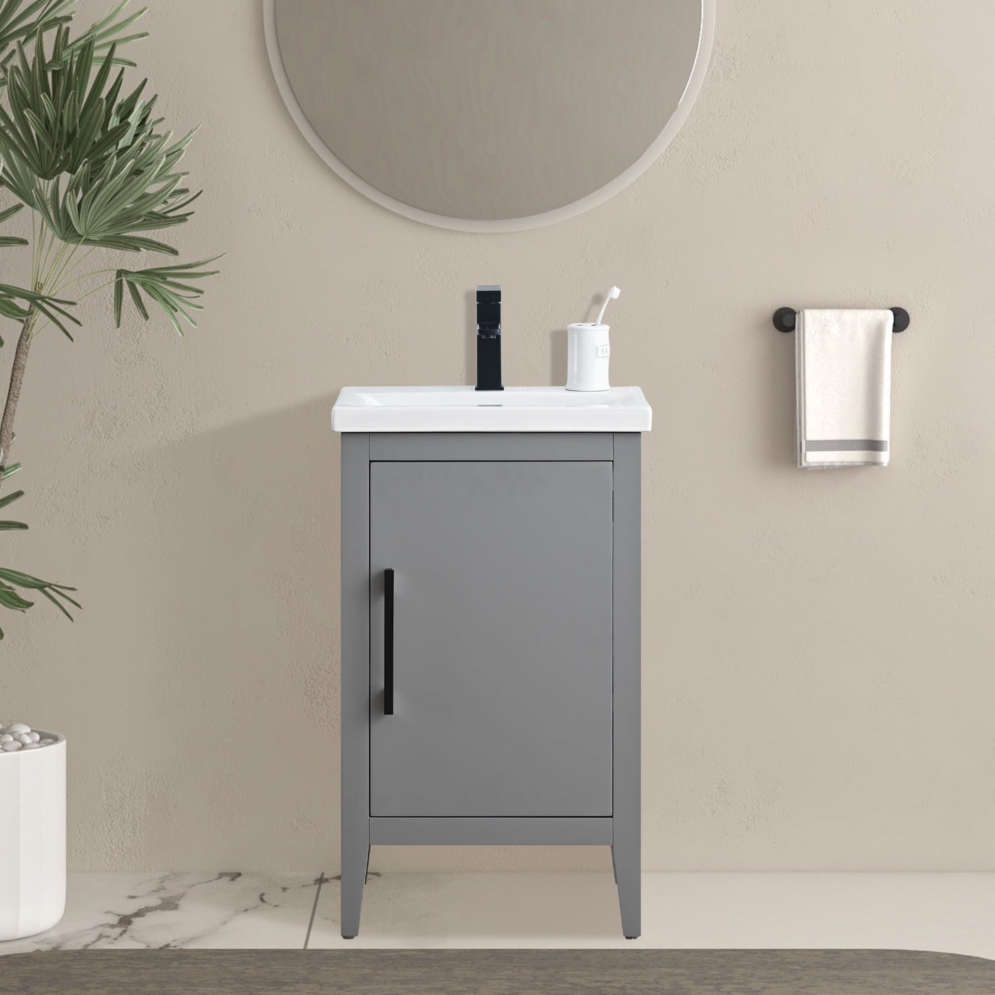 Mobiletto per lavabo da bagno Vanity Art 20 o 24 o 30 con piano in ceramica