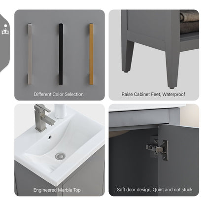 Mobiletto per lavabo da bagno Vanity Art 20 o 24 o 30 con piano in ceramica