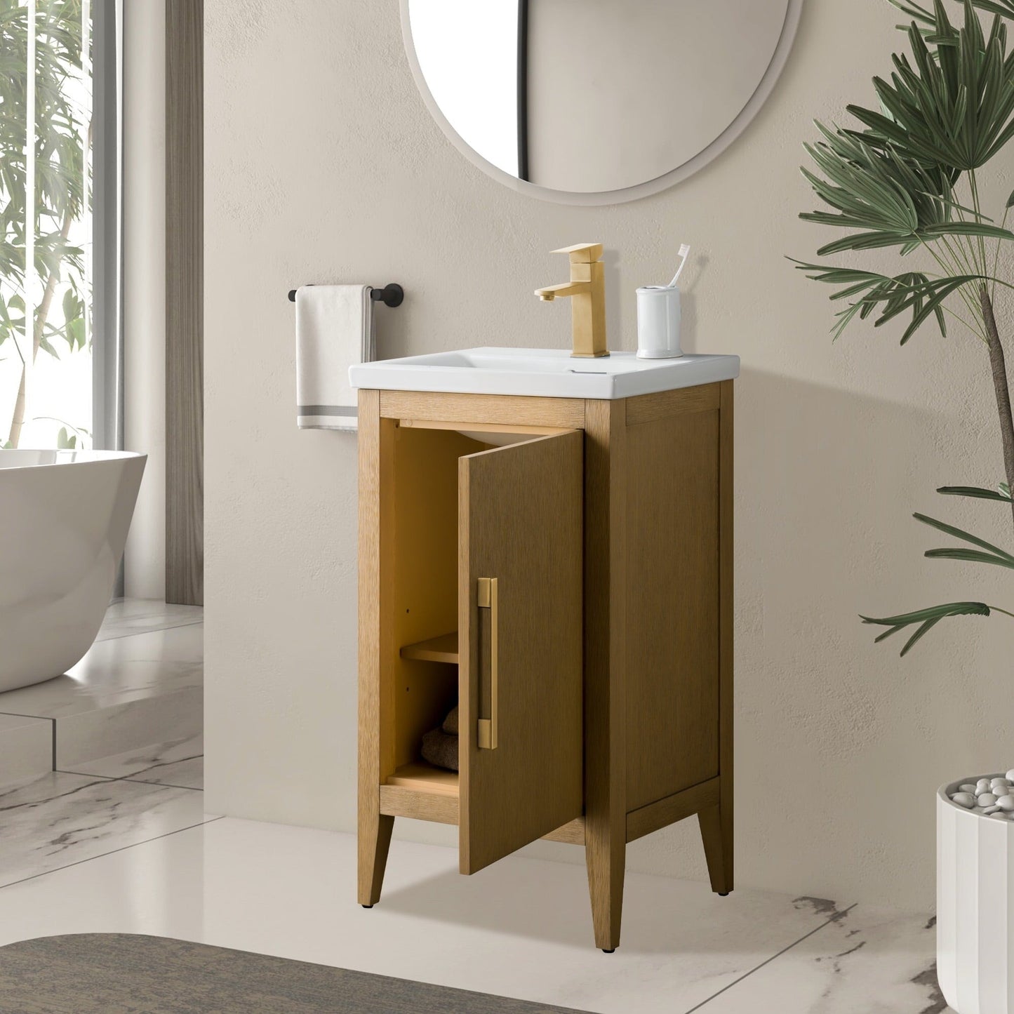 Mobiletto per lavabo da bagno Vanity Art 20 o 24 o 30 con piano in ceramica