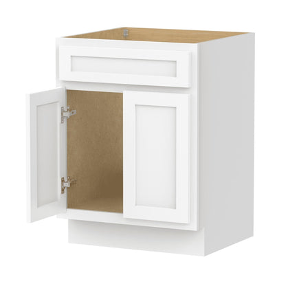 Mobiletto per lavabo da bagno Vanity Art in legno massello da 24 pollici con lavabo singolo