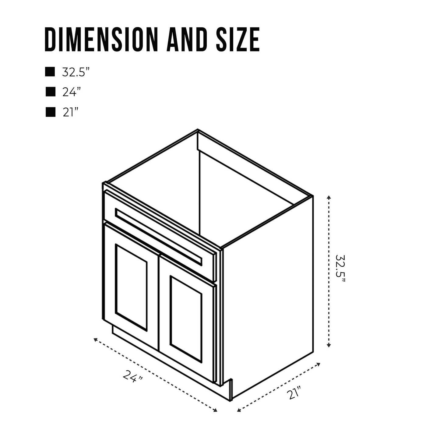 Mobiletto per lavabo da bagno Vanity Art in legno massello da 24 pollici con lavabo singolo