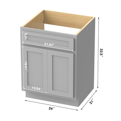 Mobiletto per lavabo da bagno Vanity Art in legno massello da 24 pollici con lavabo singolo