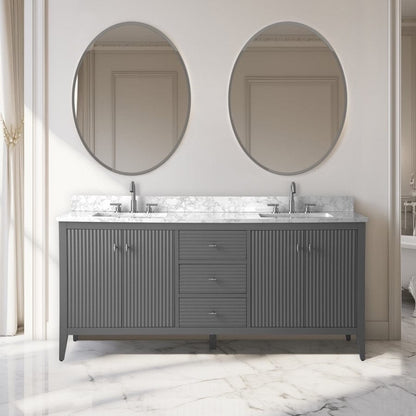 Mobiletto per lavabo da bagno Vanity Art 72 con doppio lavabo e piano in marmo ingegnerizzato