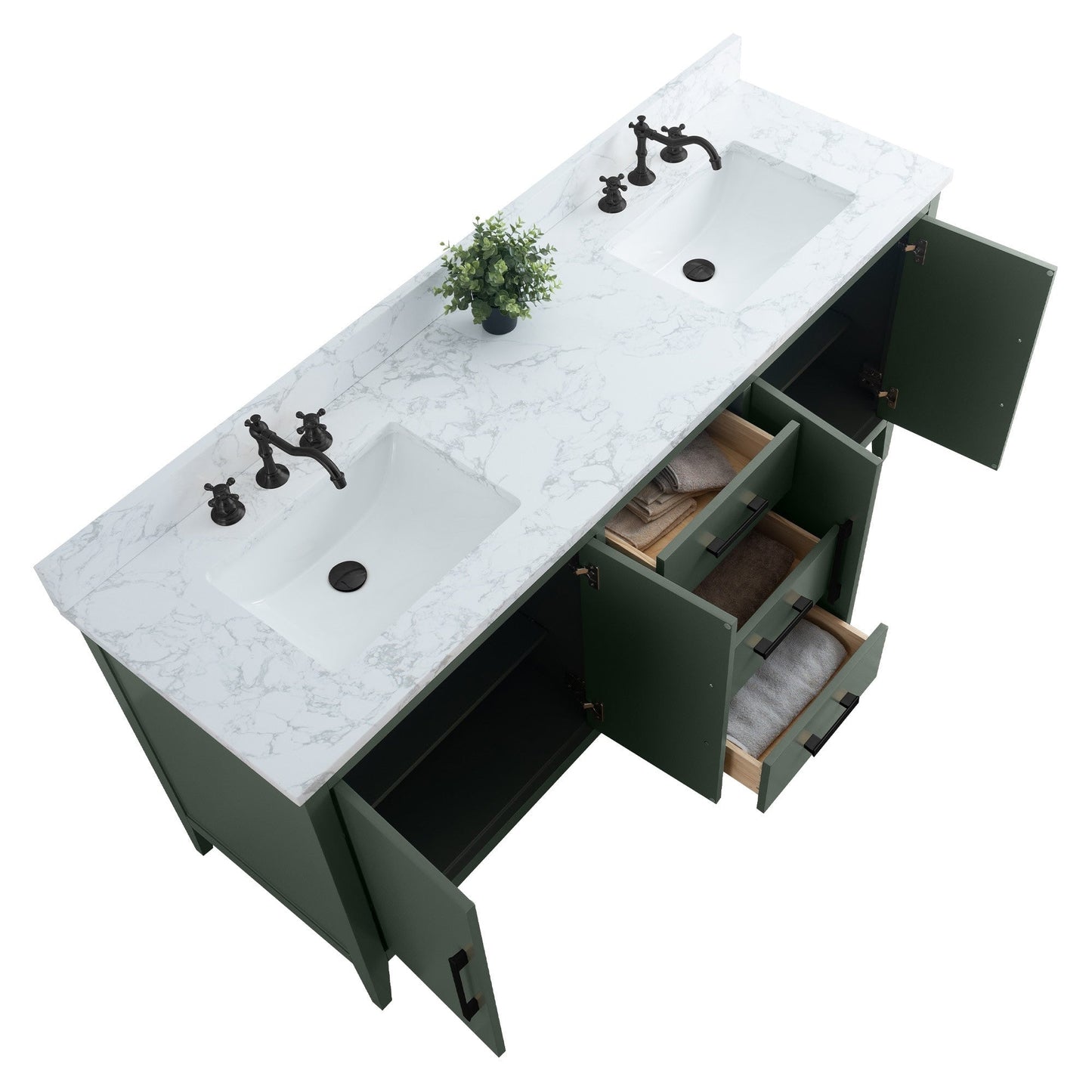 Mobiletto per lavabo da bagno Vanity Art 72 con doppio lavabo e piano in marmo ingegnerizzato