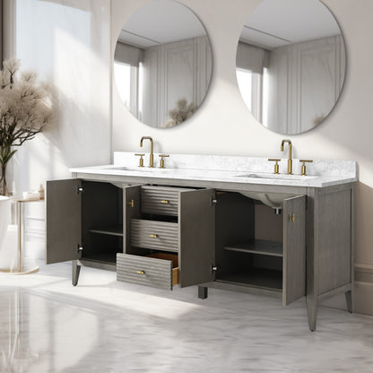Mobiletto per lavabo da bagno Vanity Art 72 con doppio lavabo e piano in marmo ingegnerizzato