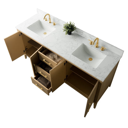 Mobiletto per lavabo da bagno Vanity Art 72 con doppio lavabo e piano in marmo ingegnerizzato
