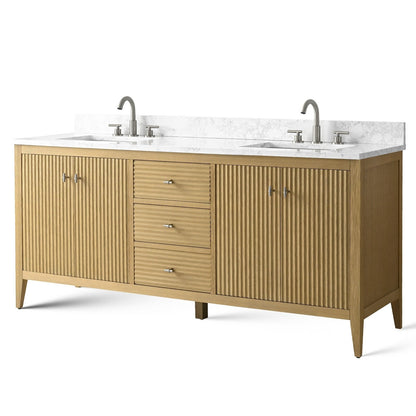 Mobiletto per lavabo da bagno Vanity Art 72 con doppio lavabo e piano in marmo ingegnerizzato