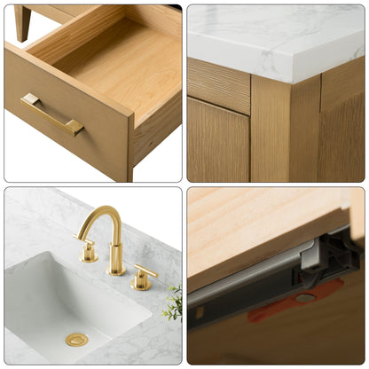 Mobiletto per lavabo da bagno Vanity Art 72 con doppio lavabo e piano in marmo ingegnerizzato