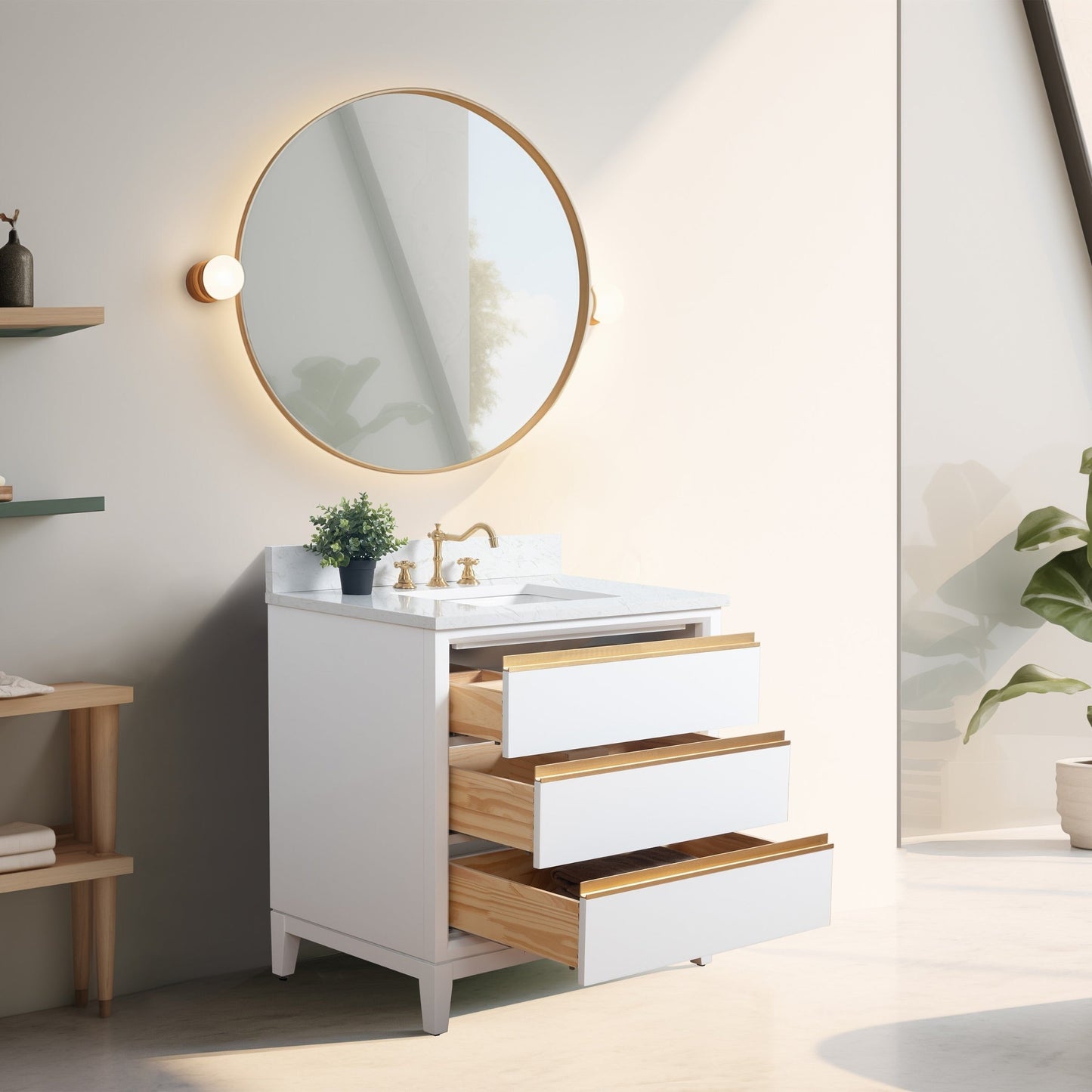 Mobile bagno Vanity Art con lavabo in ceramica e piano in marmo ingegnerizzato