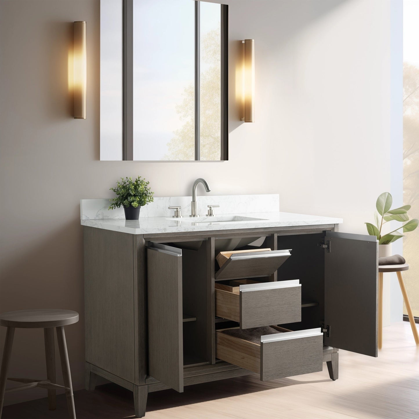 Mobile bagno Vanity Art con lavabo in ceramica e piano in marmo ingegnerizzato
