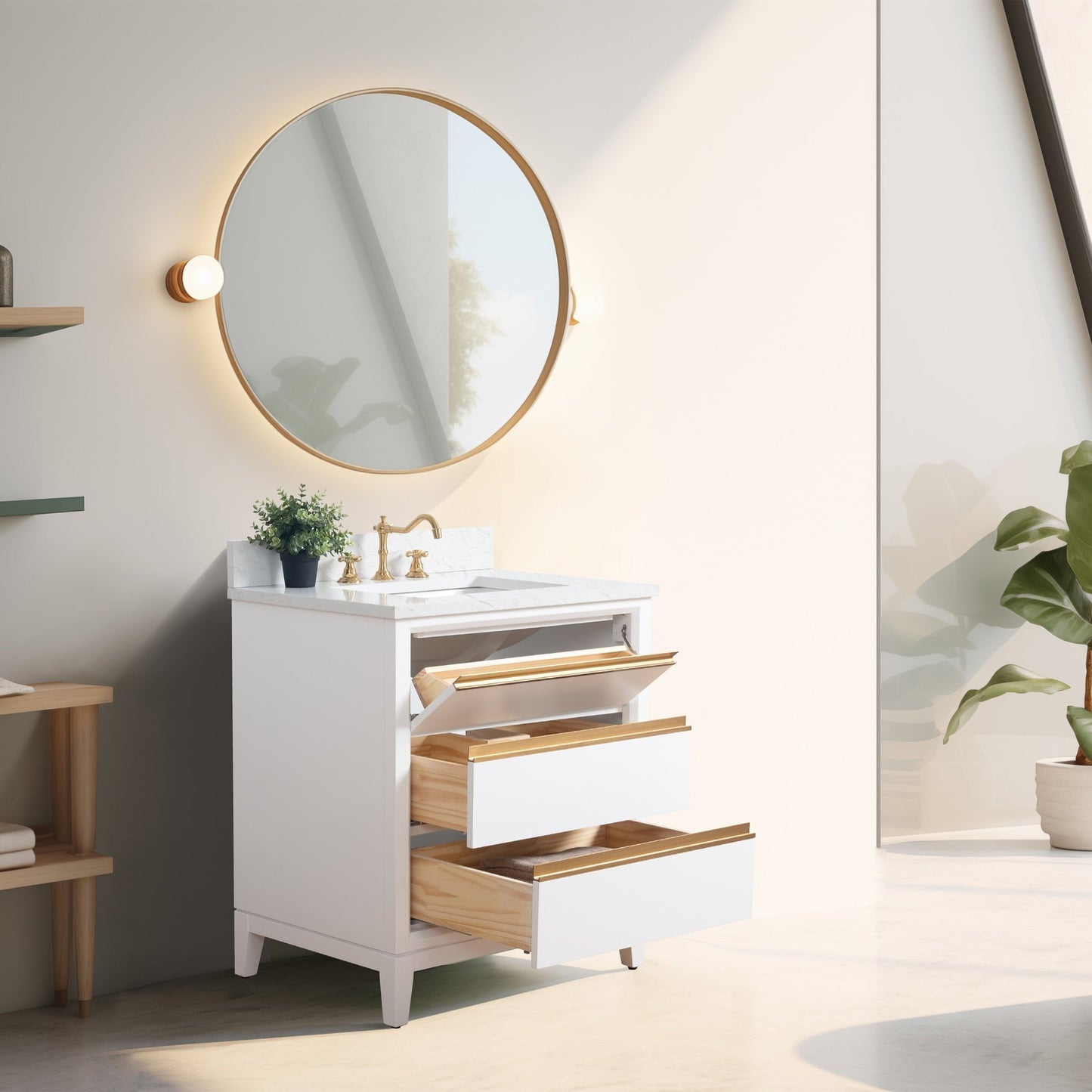 Mobile bagno Vanity Art con lavabo in ceramica e piano in marmo ingegnerizzato