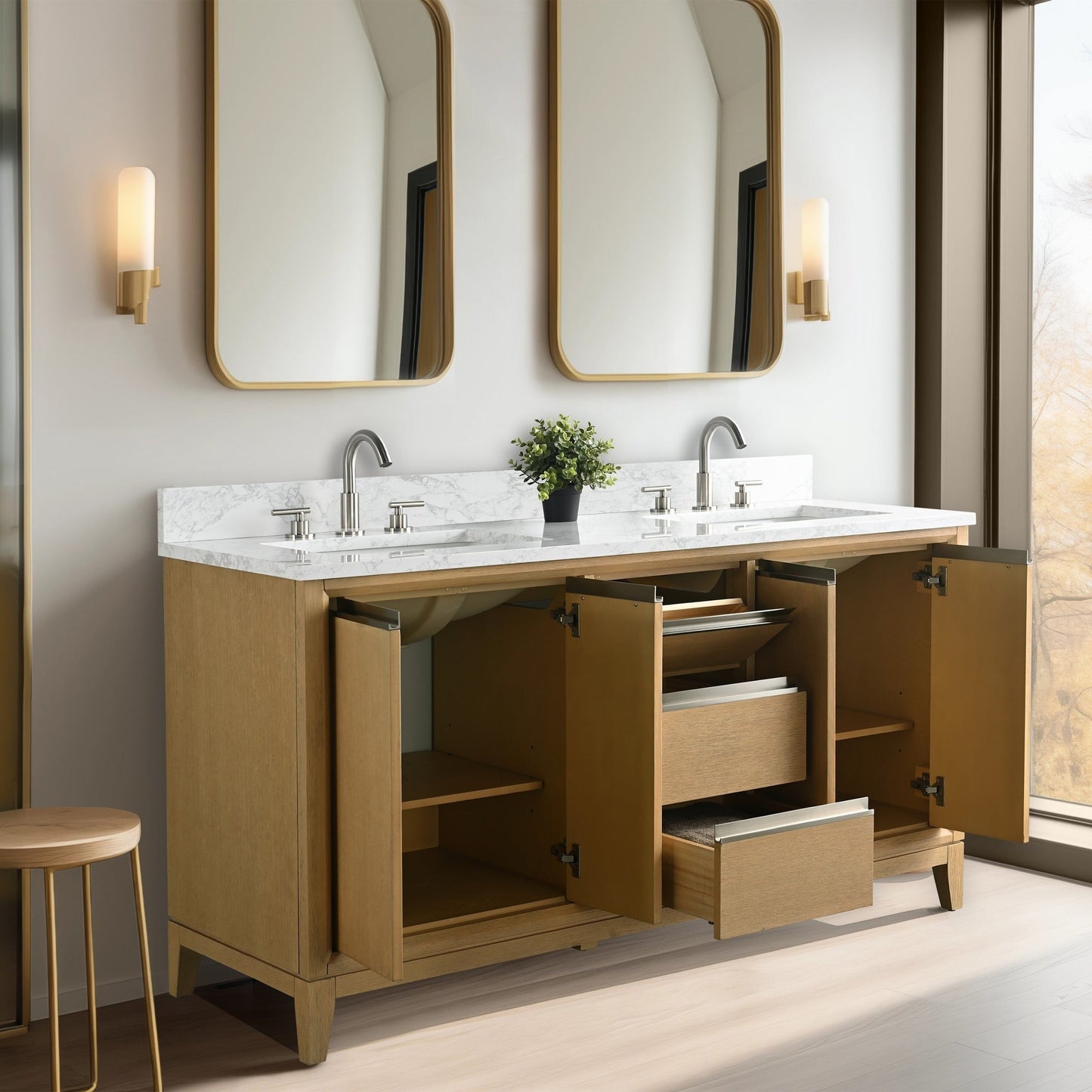 Mobile bagno Vanity Art con lavabo in ceramica e piano in marmo ingegnerizzato